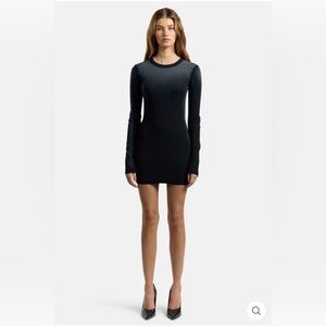 NEW Cotton Citizen Verona Mini Dress Size M in Black Cast Ombre Ribbed Feminine